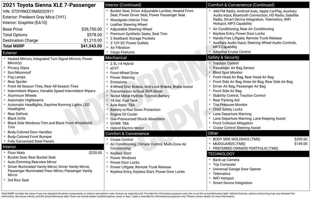 Used 2021 Toyota Sienna XLE FWD image 40