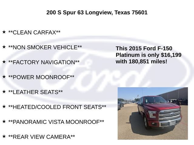 Used 2015 Ford F150 Platinum w/ Equipment Group 701A Luxury AWD/4WD image 5
