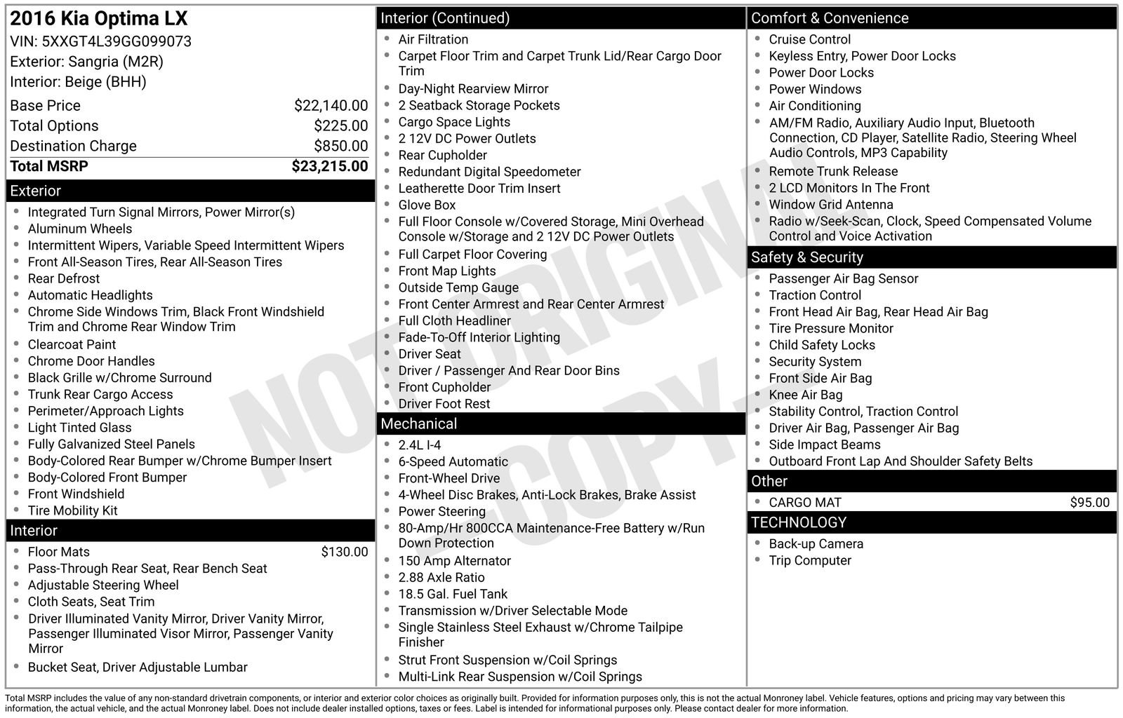Used 2016 Kia Optima LX
