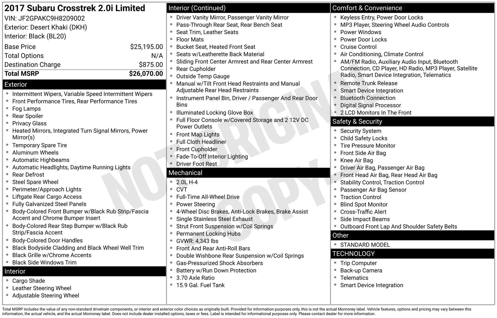 Used 2017 Subaru Crosstrek 2.0i Limited image 14