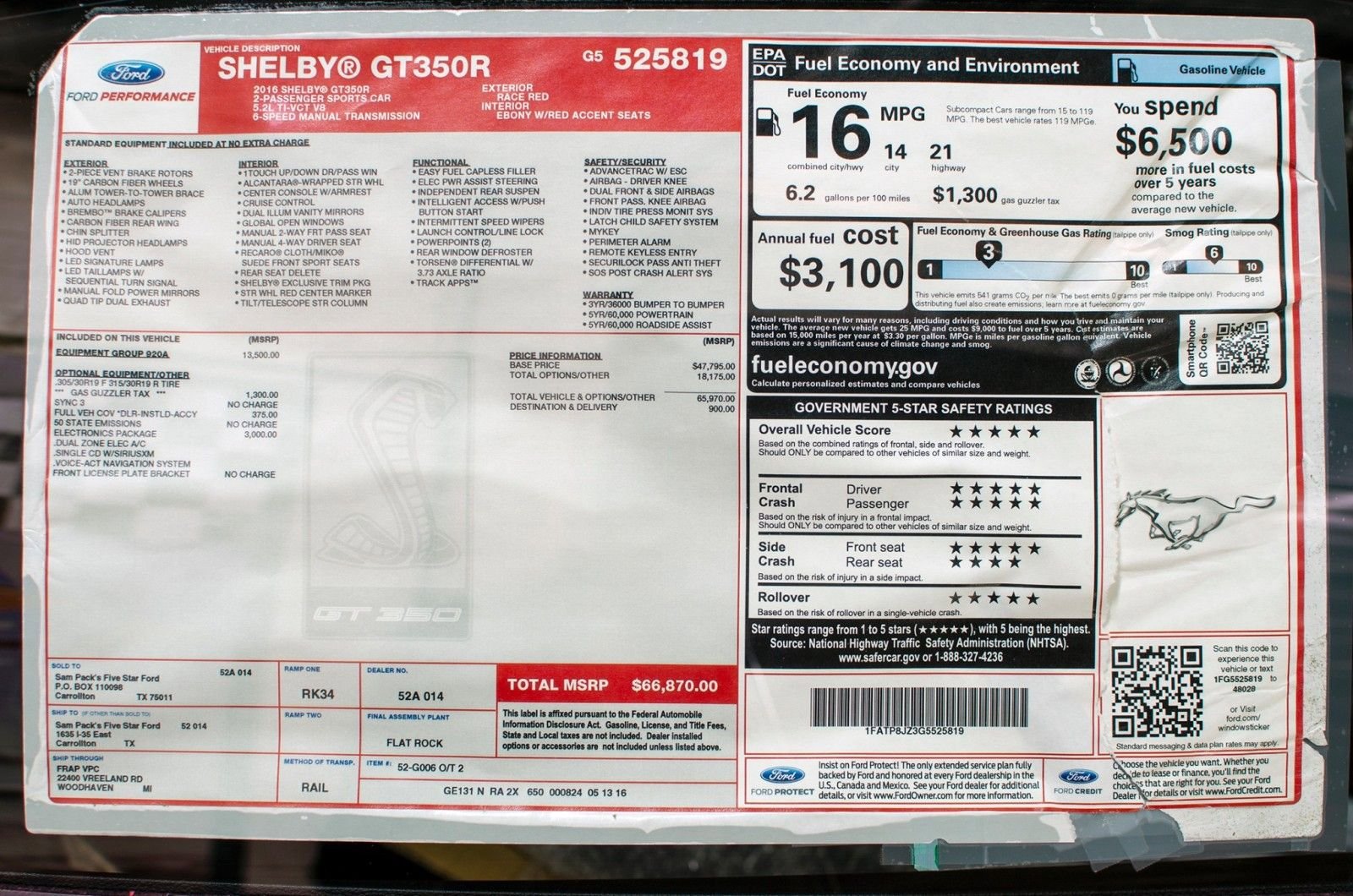 Used 2016 Ford Mustang Shelby GT350R w/ GT350R Equipment Group 920A image 26