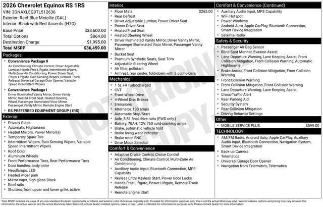 New 2026 Chevrolet Equinox RS FWD image 4