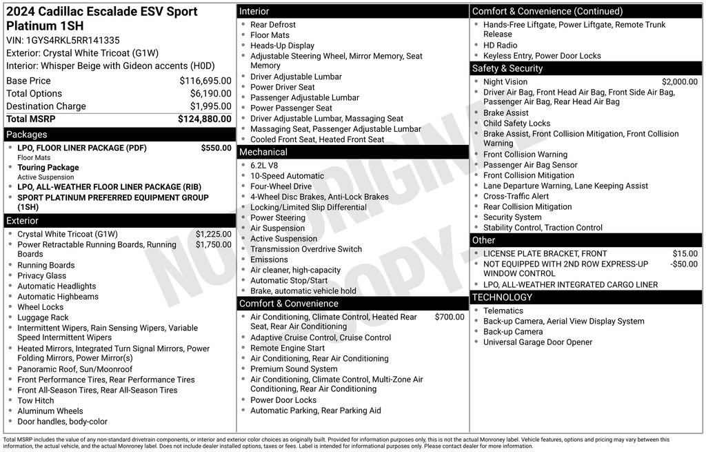 Used 2024 Cadillac Escalade ESV Sport Platinum w/ LPO, Floor Liner Package AWD/4WD image 46