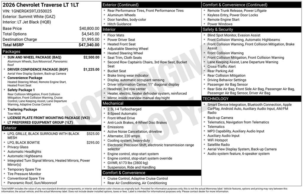 New 2026 Chevrolet Traverse LT w/ Sun and Wheel Package FWD image 34