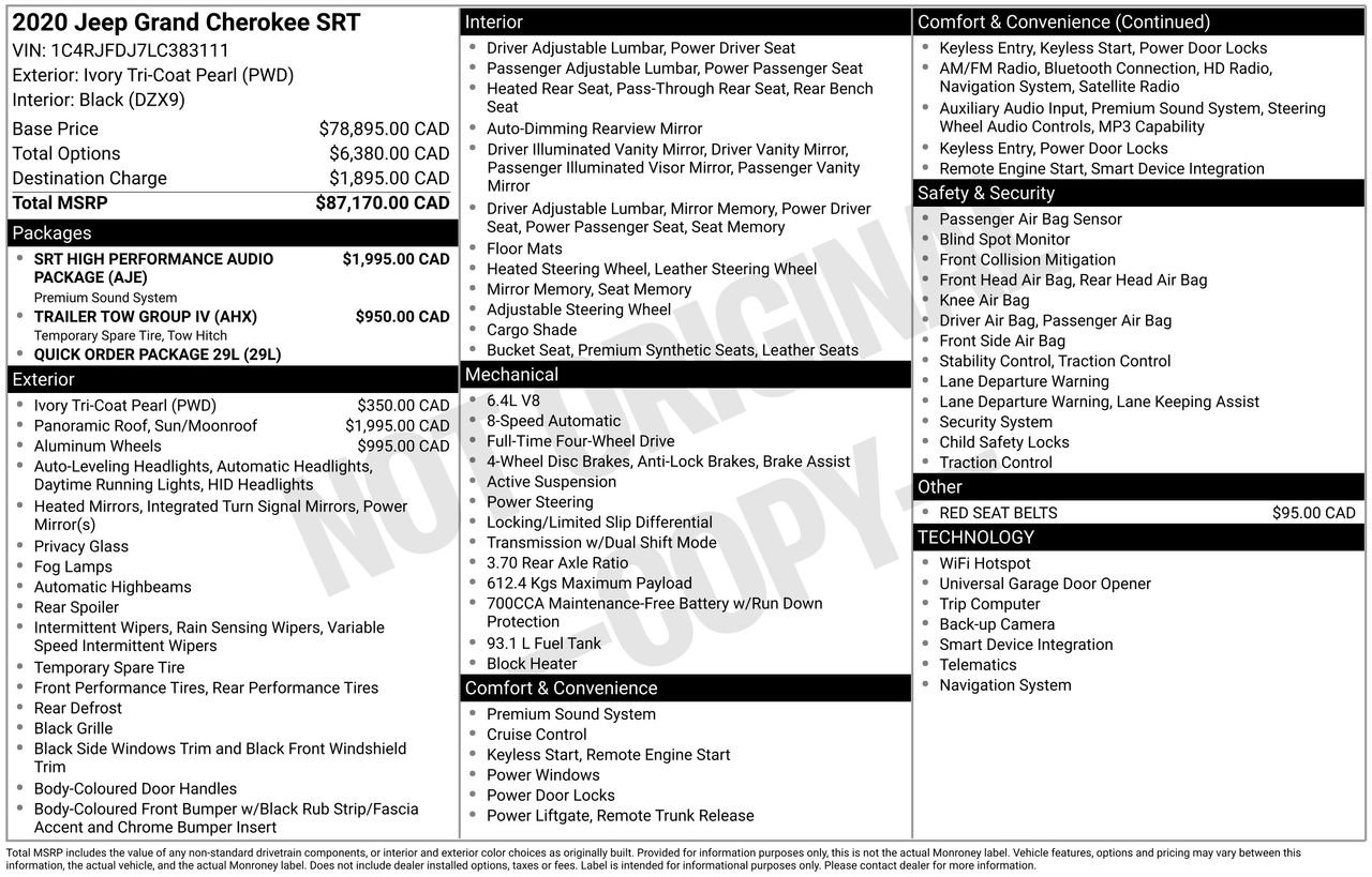 Used 2020 Jeep Grand Cherokee SRT image 43