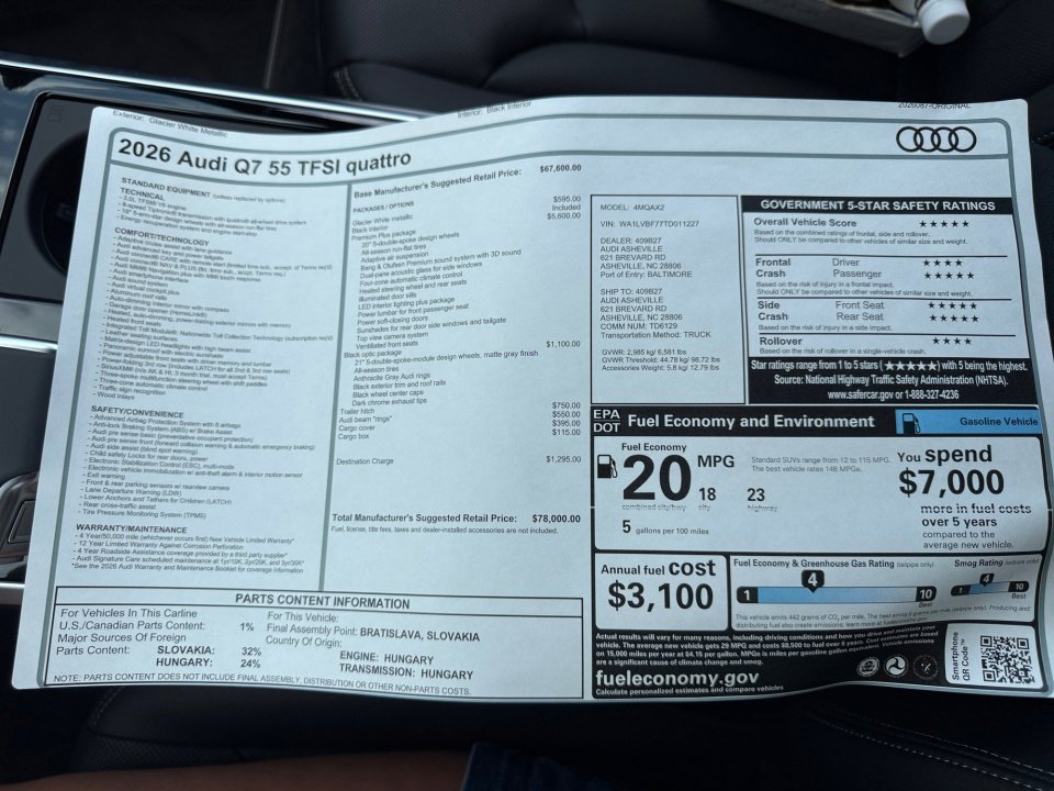 New 2026 Audi Q7 3.0T Premium Plus AWD/4WD image 33