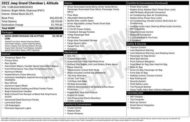 Used 2022 Jeep Grand Cherokee L Laredo AWD/4WD image 30