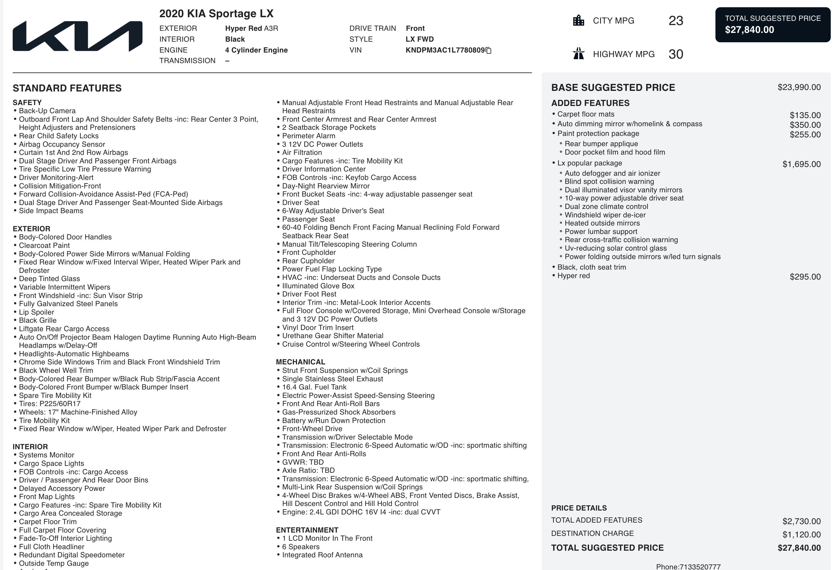 Used 2020 Kia Sportage LX w/ LX Popular Package image 3