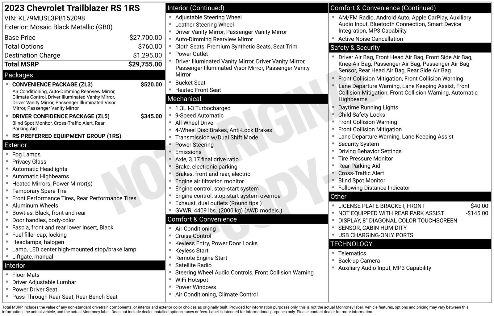Used 2023 Chevrolet TrailBlazer RS w/ Convenience Package AWD/4WD image 7