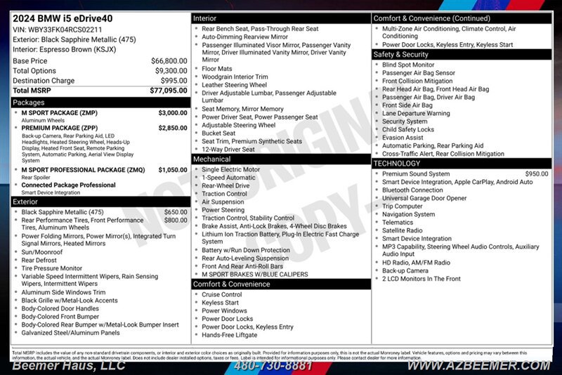 Used 2024 BMW i5 eDrive40i w/ M Sport Package RWD image 3