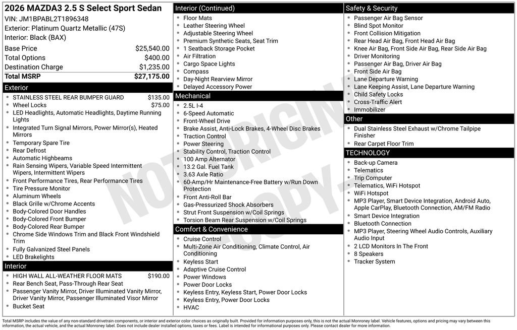 New 2026 MAZDA MAZDA3 s Sport FWD image 33
