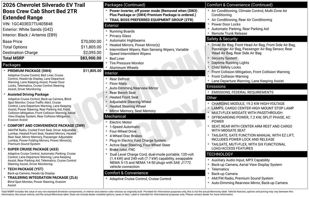 New 2026 Chevrolet Silverado EV Trail Boss w/ Premium Package image 25