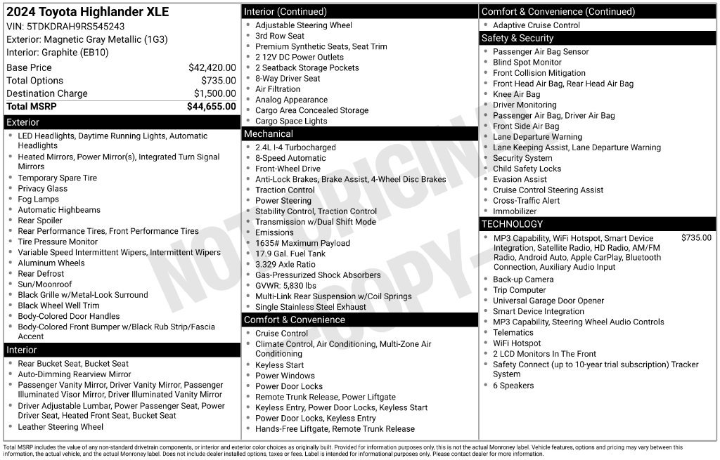 Used 2024 Toyota Highlander XLE FWD image 5