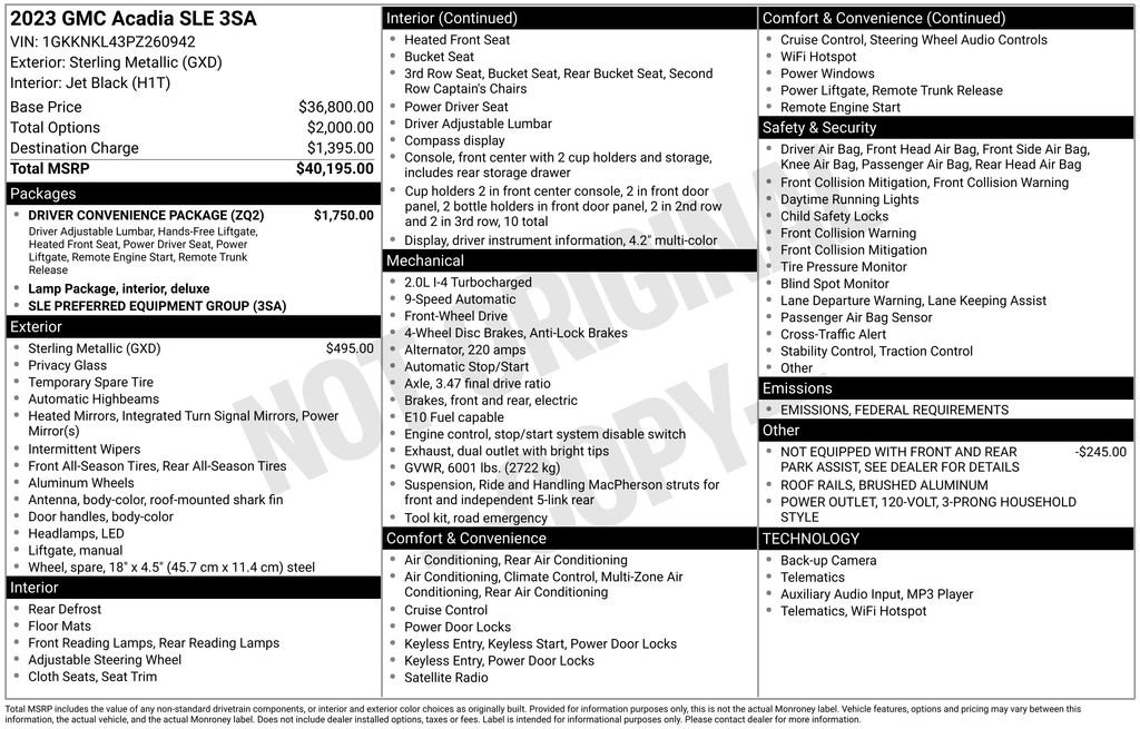 Used 2023 GMC Acadia SLE w/ Driver Convenience Package image 40