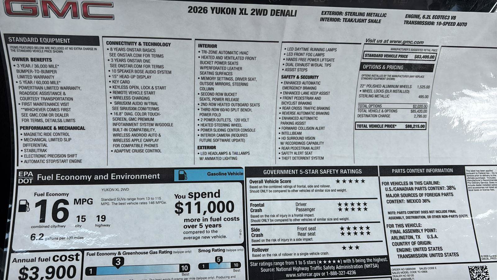New 2026 GMC Yukon XL Denali RWD image 40