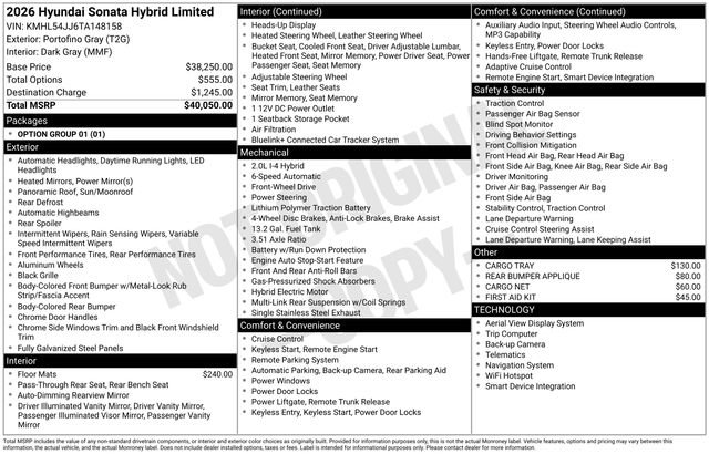 New 2026 Hyundai Sonata Limited FWD image 40