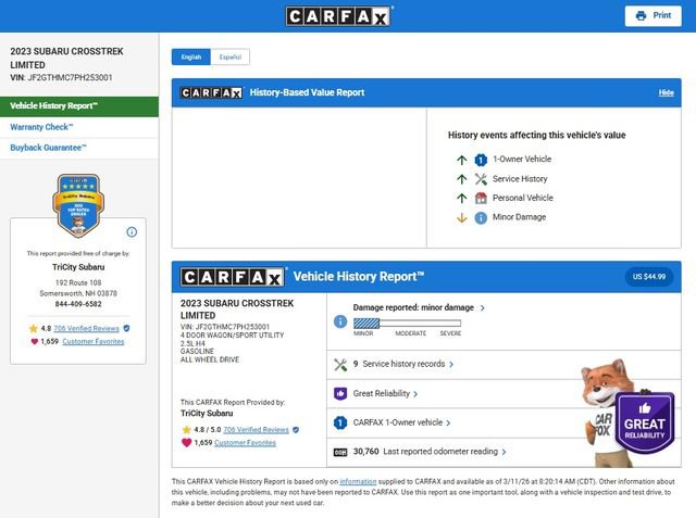 Used 2023 Subaru Crosstrek 2.5i Limited w/ Moonroof Package image 11