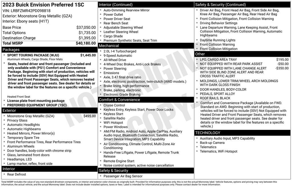 Used 2023 Buick Envision Preferred w/ Sport Touring Package image 37