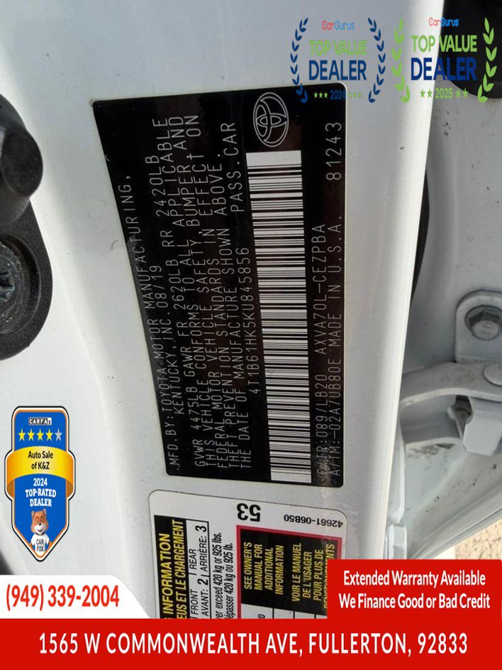 Used 2019 Toyota Camry XSE w/ Carpet Mat Package FWD image 30