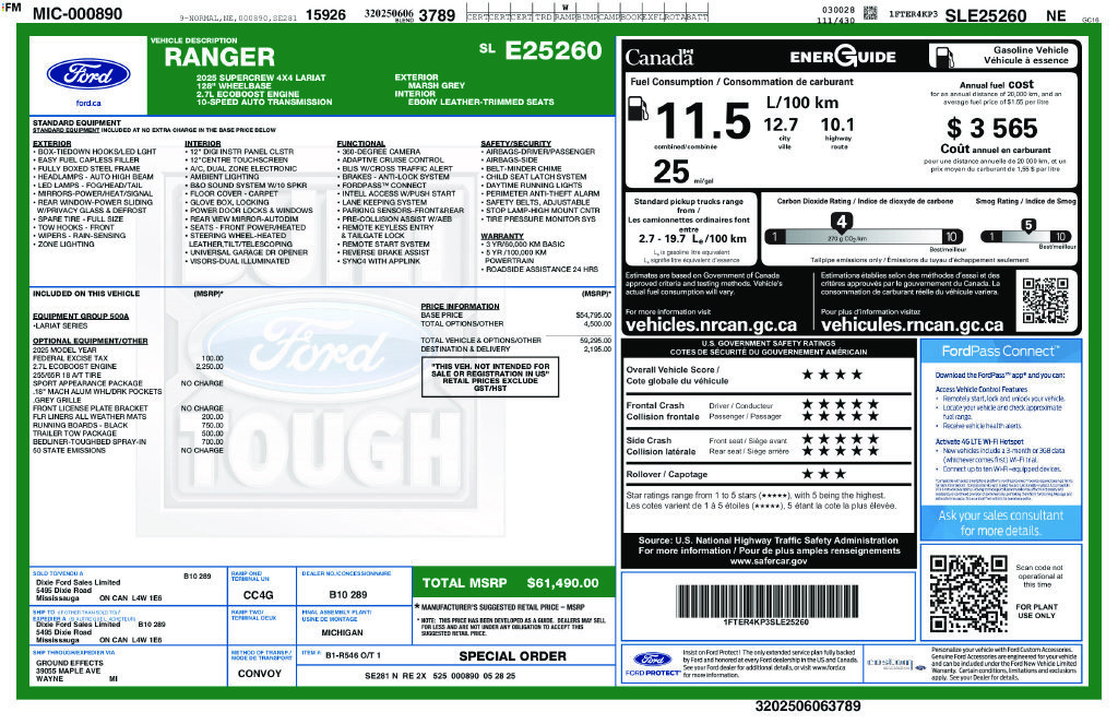Certified 2025 Ford Ranger Lariat w/ Trailer Tow Package AWD/4WD image 20