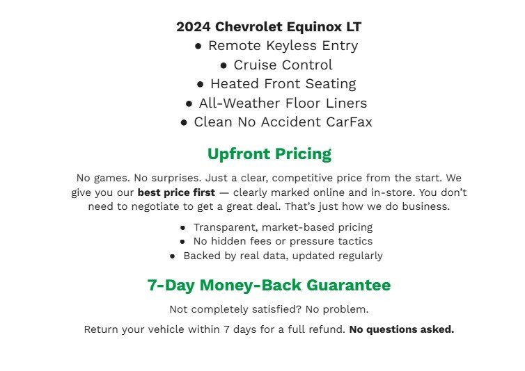 Used 2024 Chevrolet Equinox LT w/ LPO, Floor Liner Package AWD/4WD image 2