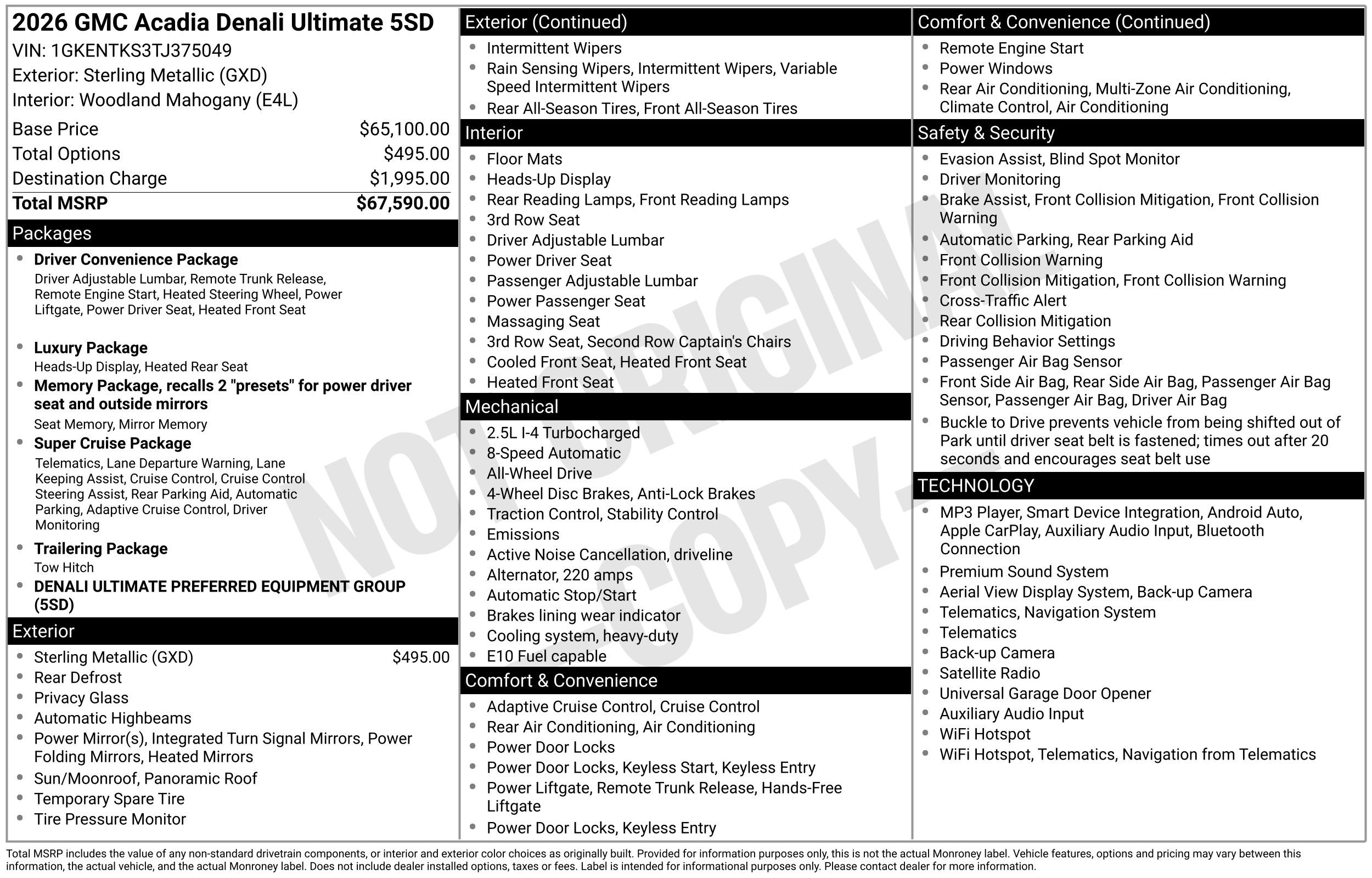 New 2026 GMC Acadia Denali Ultimate AWD/4WD image 3