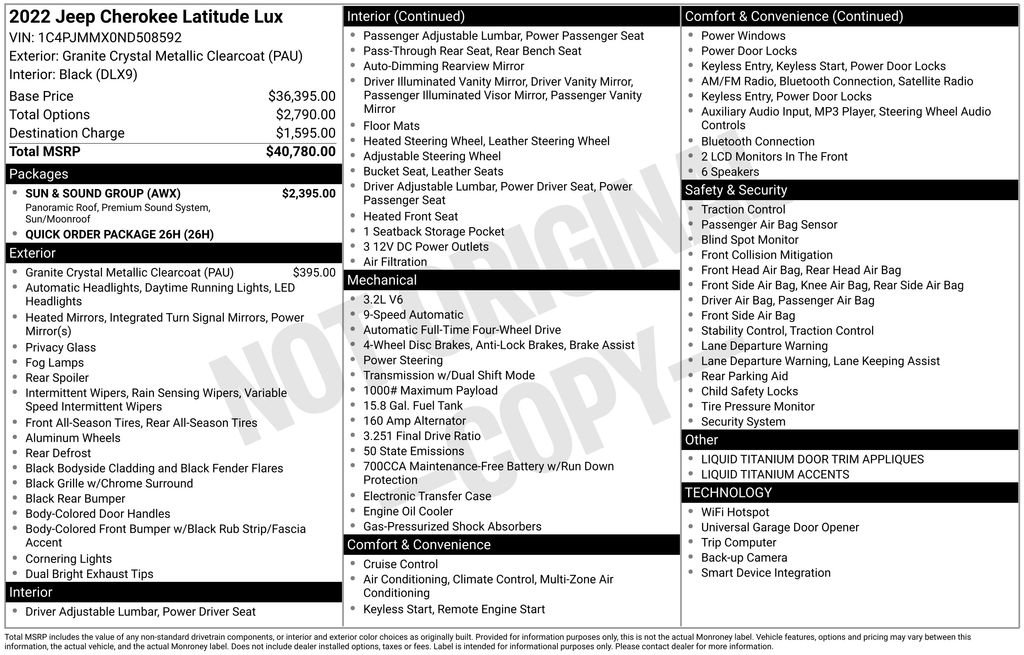 Used 2022 Jeep Cherokee Latitude Lux w/ Sun & Sound Group image 31