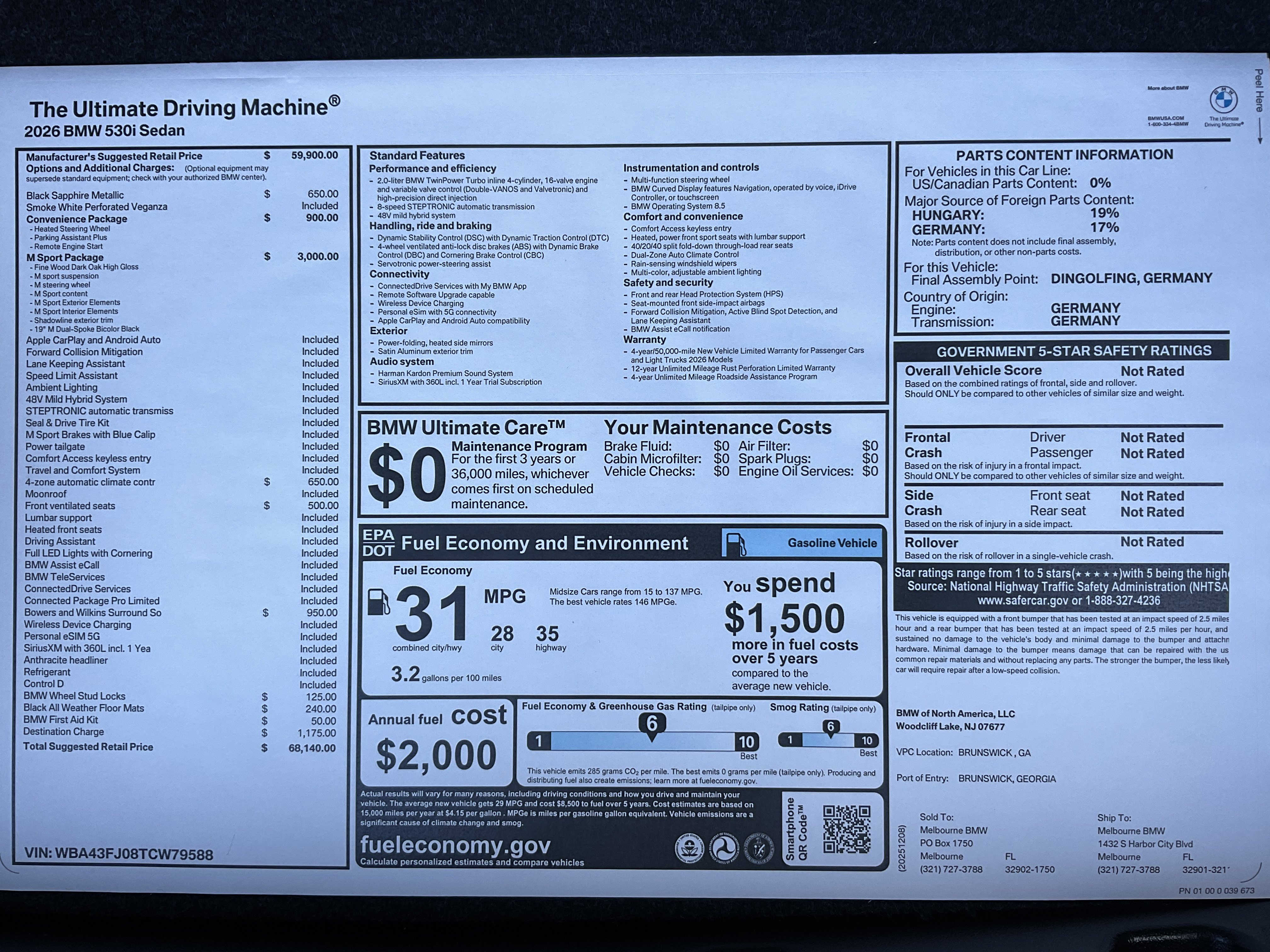 New 2026 BMW 530i w/ M Sport Package image 36