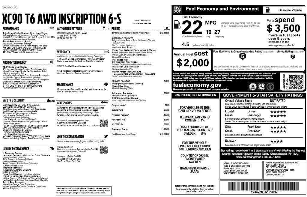 Used 2022 Volvo XC90 T6 Inscription w/ Advanced Package video 2