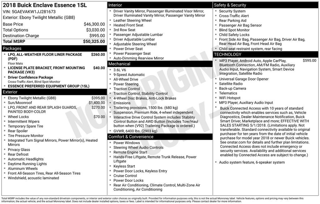 Certified 2018 Buick Enclave Essence AWD/4WD image 44