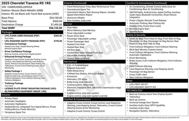 Used 2025 Chevrolet Traverse RS w/ LPO, Floor Liner Package FWD image 38