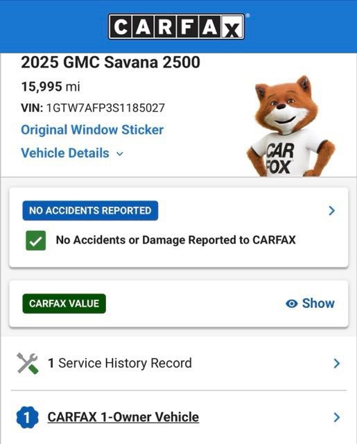 Used 2025 GMC Savana 2500 w/ Driver Convenience Package RWD image 4