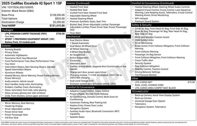 Certified 2025 Cadillac Escalade IQ Sport 1 w/ LPO, Premium Carpet Package AWD/4WD image 33