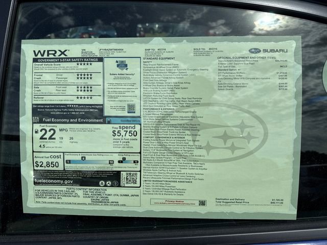 New 2026 Subaru WRX tS AWD/4WD image 33