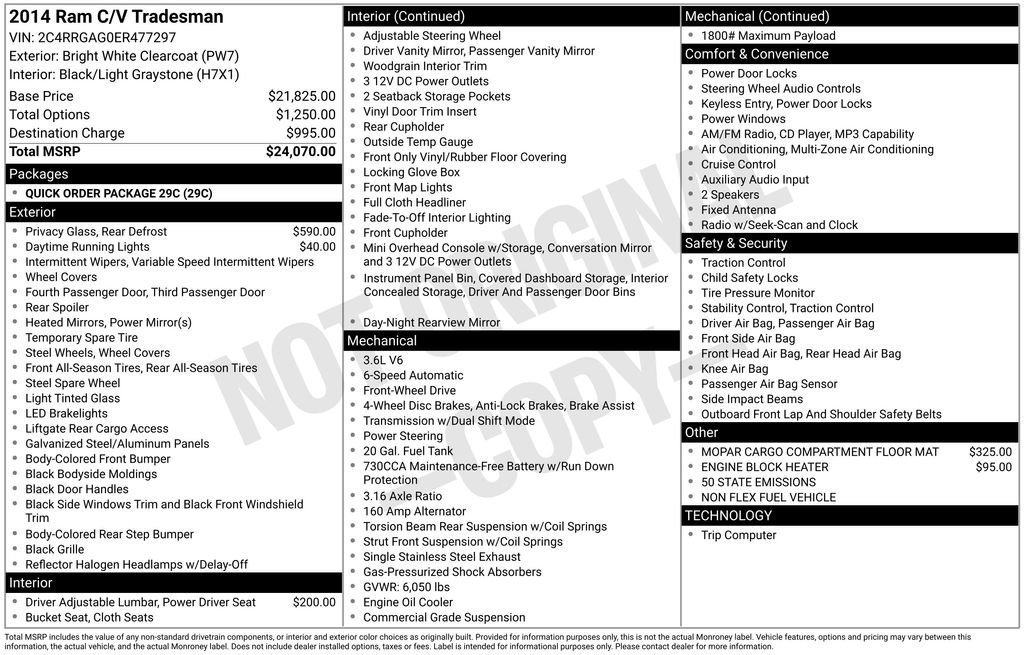 Used 2014 RAM C/V Tradesman FWD image 4