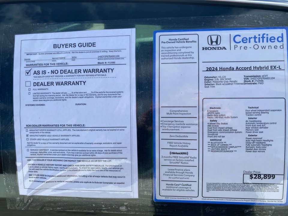 Certified 2024 Honda Accord EX-L image 37