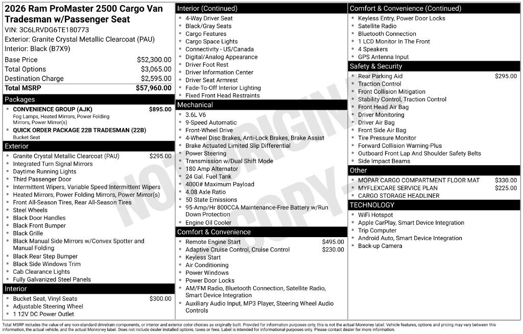 New 2026 RAM ProMaster 2500 w/ Convenience Group FWD image 5