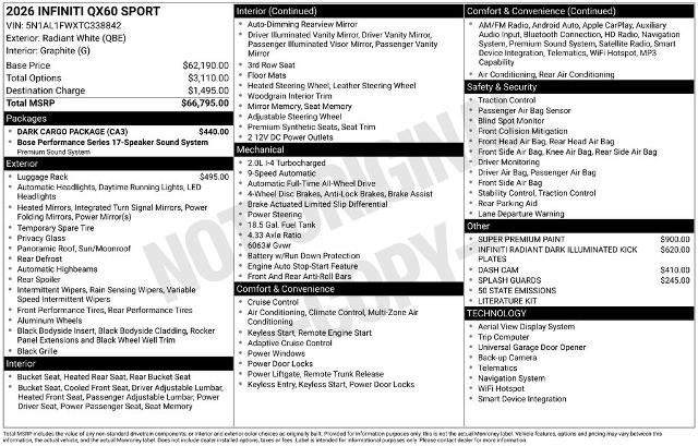 Certified 2026 INFINITI QX60 Sport w/ Dark Cargo Package AWD/4WD image 27