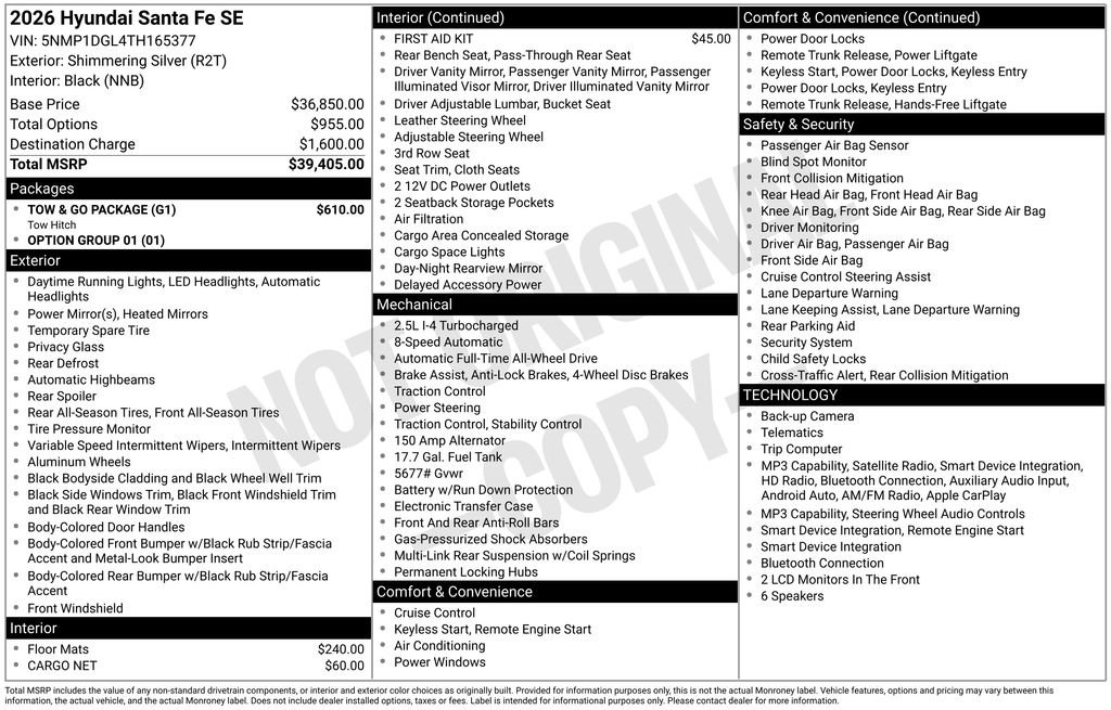 Certified 2026 Hyundai Santa Fe SE w/ Tow & Go Package AWD/4WD image 32