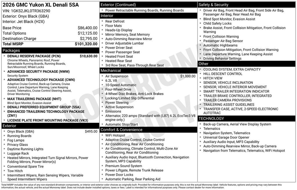 New 2026 GMC Yukon XL Denali w/ Denali Reserve Package AWD/4WD image 5