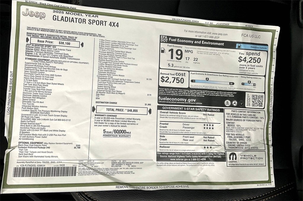 New 2025 Jeep Gladiator Sport image 14