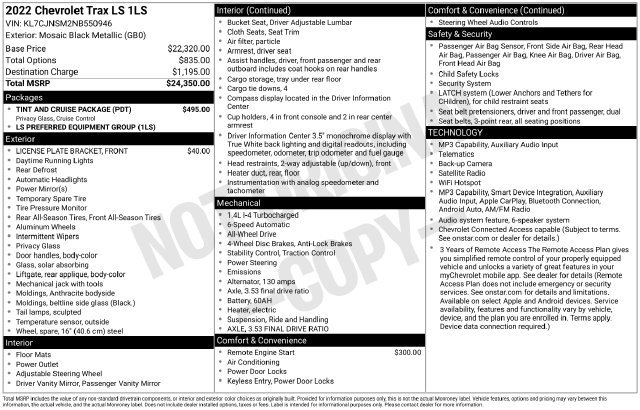 Used 2022 Chevrolet Trax LS w/ Tint and Cruise Package AWD/4WD image 20