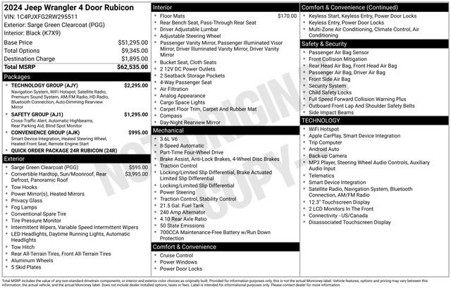 Used 2024 Jeep Wrangler Unlimited Rubicon w/ Technology Group AWD/4WD image 6