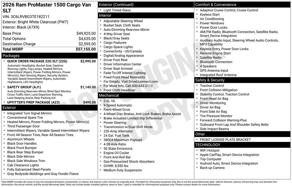 New 2026 RAM ProMaster 1500 w/ Quick Order Package 22G SLT FWD image 29
