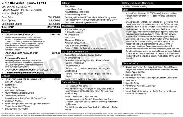New 2027 Chevrolet Equinox LT w/ Convenience Package II AWD/4WD image 26