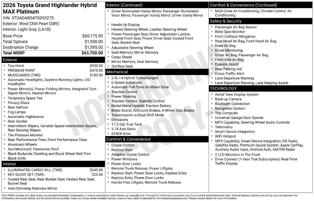 Used 2026 Toyota Grand Highlander AWD Hybrid image 40