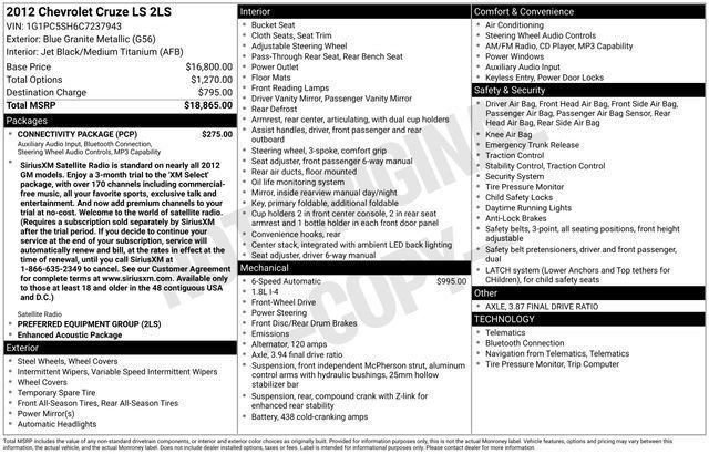 Used 2012 Chevrolet Cruze LS w/ Connectivity Package FWD image 46
