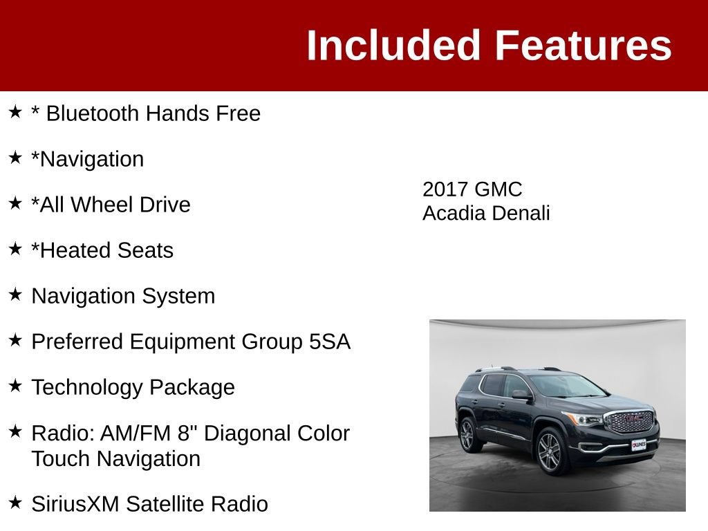 Used 2017 GMC Acadia Denali w/ Technology Package AWD/4WD image 3