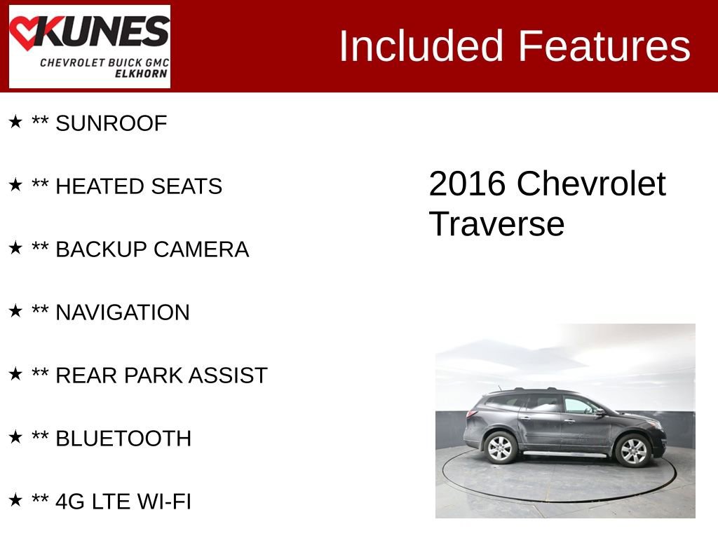 Used 2016 Chevrolet Traverse LT w/ Style and Technology Package image 2