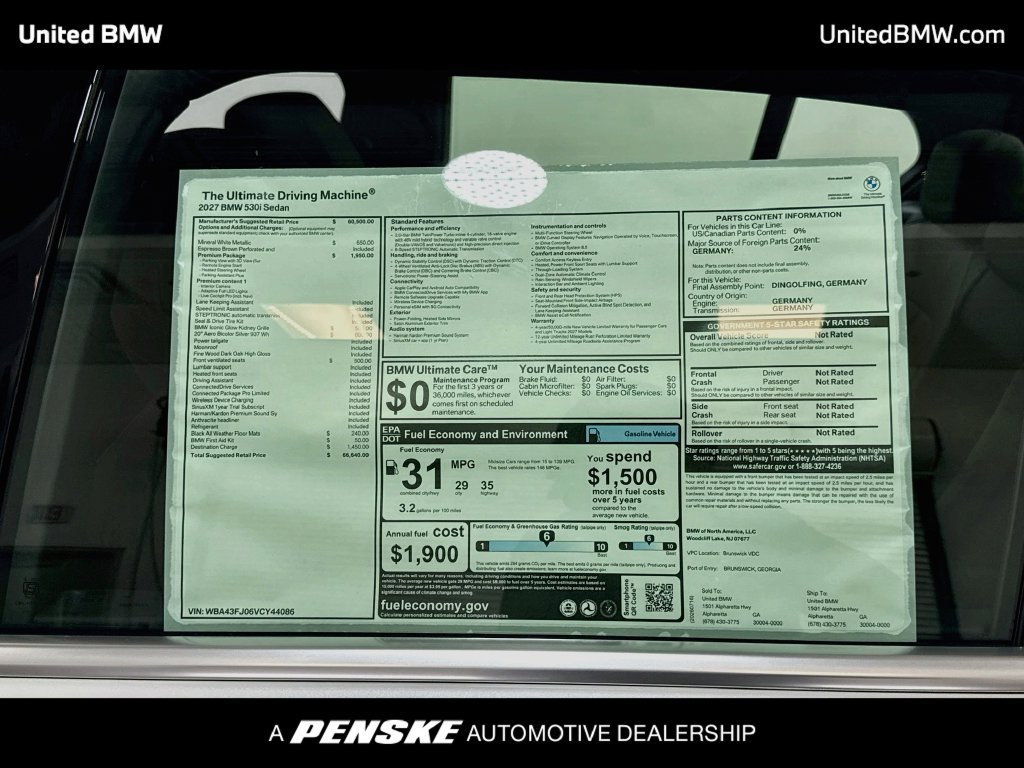 New 2027 BMW 530i w/ Premium Package RWD image 15